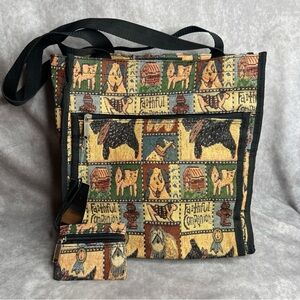 Faithful Companion Tote Bag Tapestry & Coin Purse Dogs Puppy Shoulder Strap